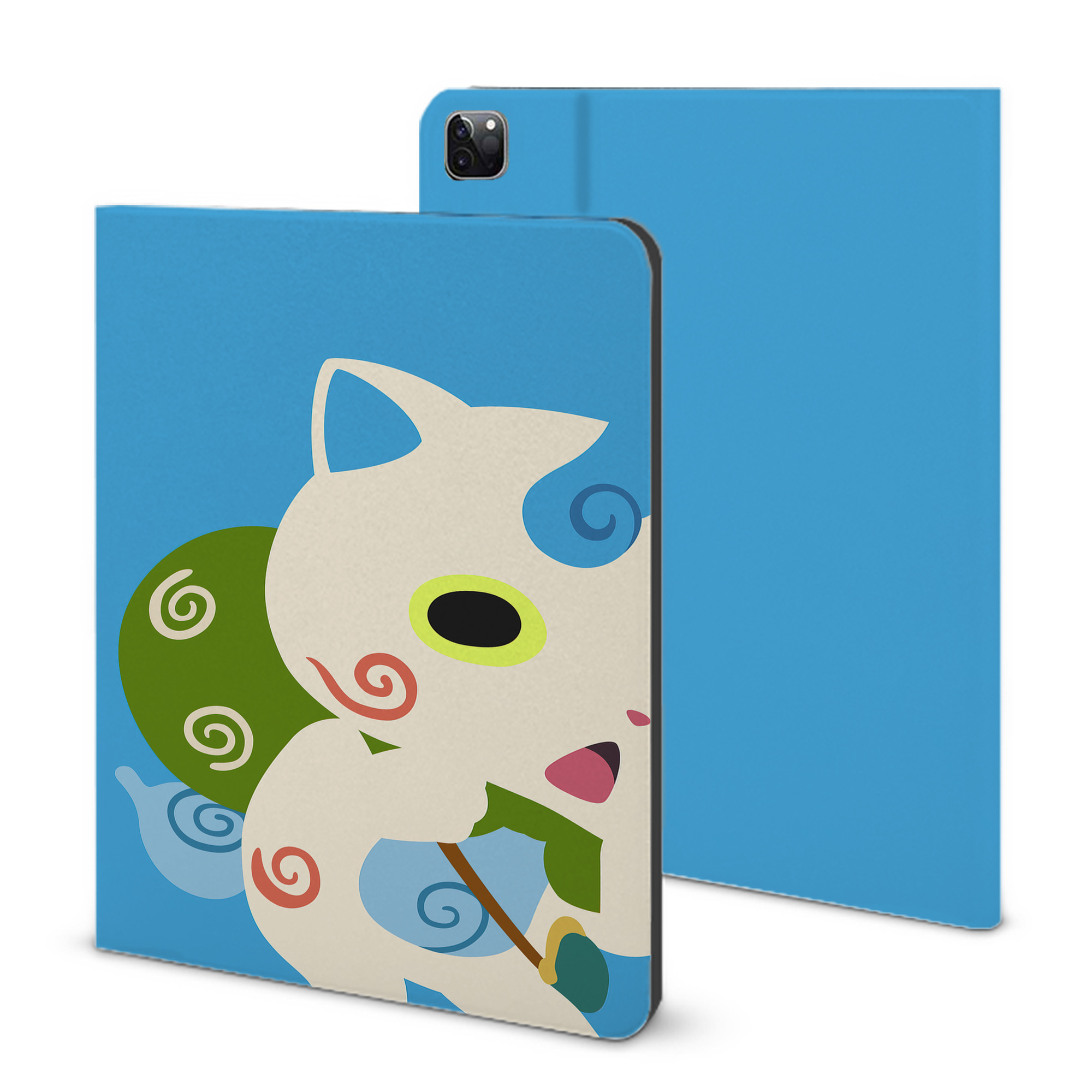 （画像用） 妖怪ウォッチ Yo-kai Watch IPad ケース ブック型 PUレザー TPU 耐衝撃 軽量 薄型 ペン収納なし 全面保護 IPad 各モデル対応